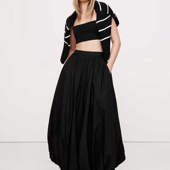 Banana Republic Cotton Poplin Bubble Hem Black Maxi Skirt XL NWT - Picture 1 of 1
